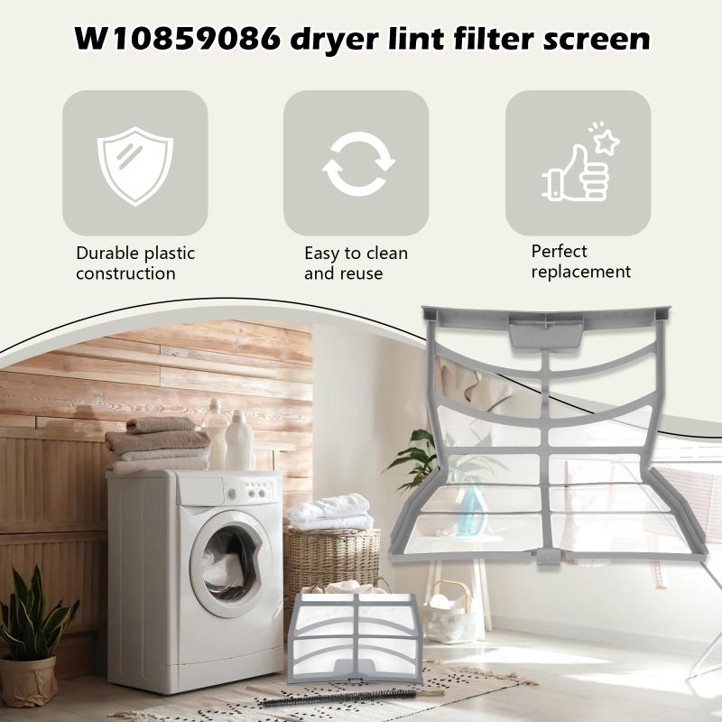 Earthtec W10859086 Dryer Lint Screen Filter with Dryer Lint Brush Replacement for Whirlpool Maytag Kenmore Dryer Replaces MEDB835DW4 MEDB835DW3 MEDB835DW2 WGD8500DC1 YWED8500DC2 - Image 4